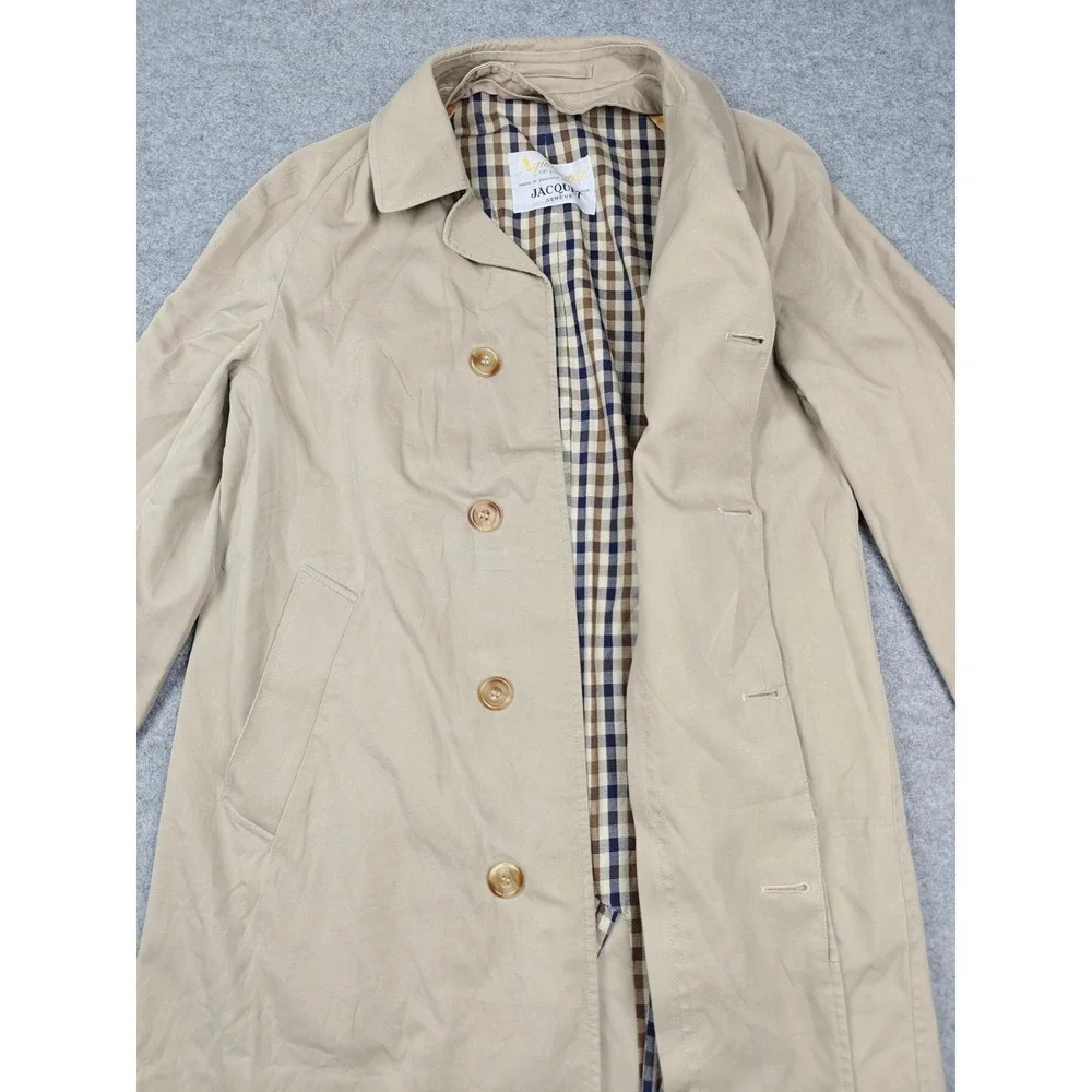Vintage Aquascutum Coat Mens Medium Beige Cotton Aqua 5 Rain Trench Check